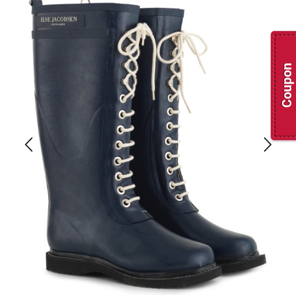 Women's 10 , Rainboots , Isle Jacobsen , Navy - original , retro !